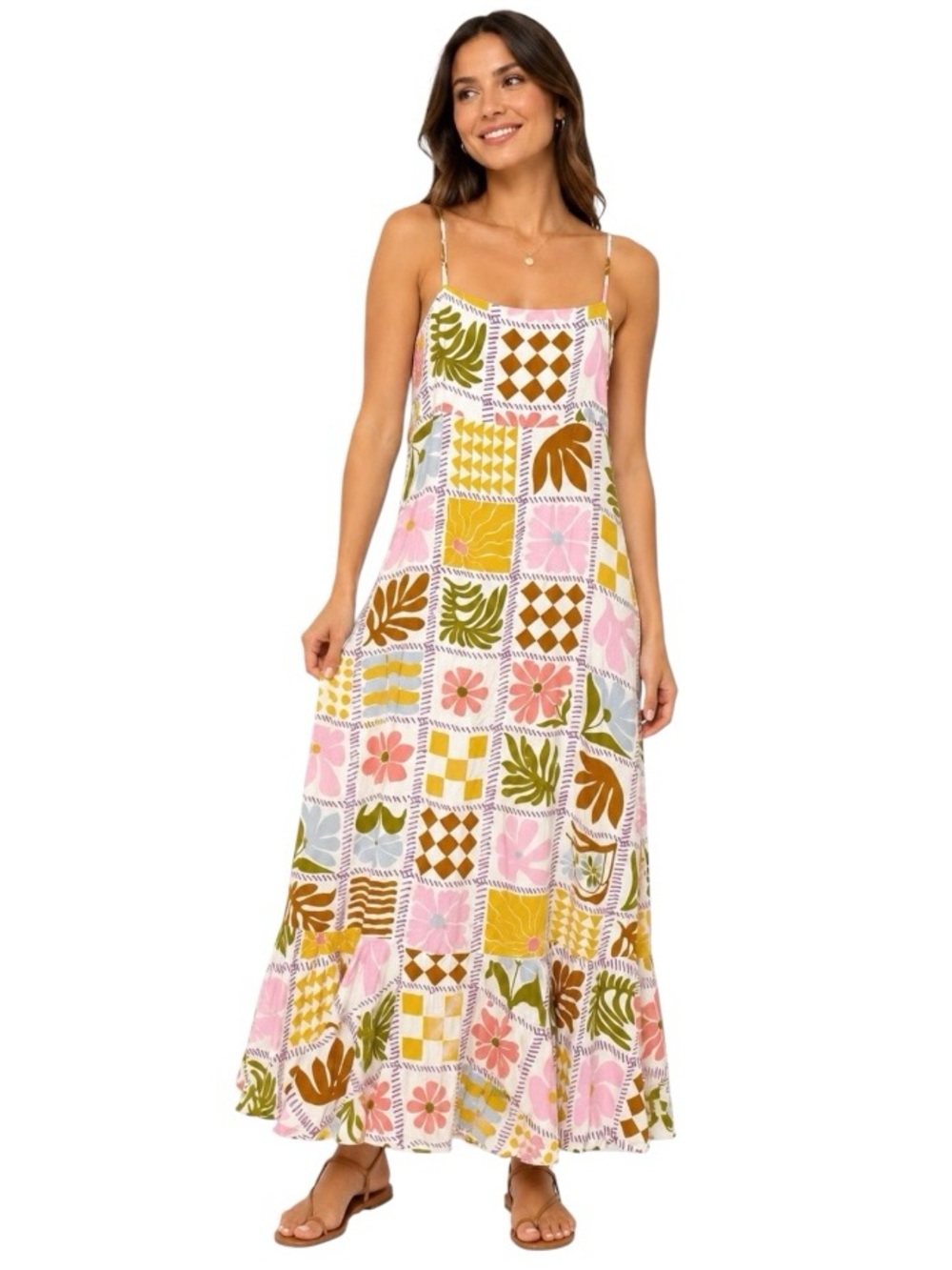 Paper Heart Floral Patchwork Boho Maxi Dress size XS